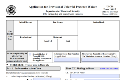 Provisional Unlawful Presence Waiver