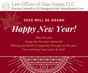 Happy New Year from Attorney Osas Iyamu & Staff!